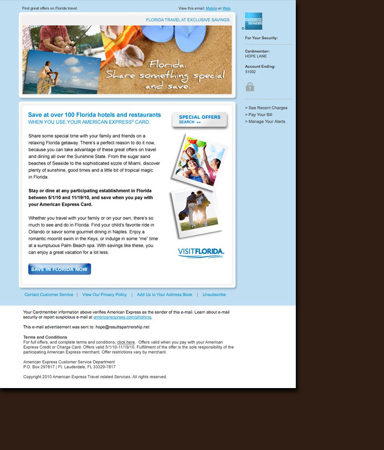 American Express Summer Travel email