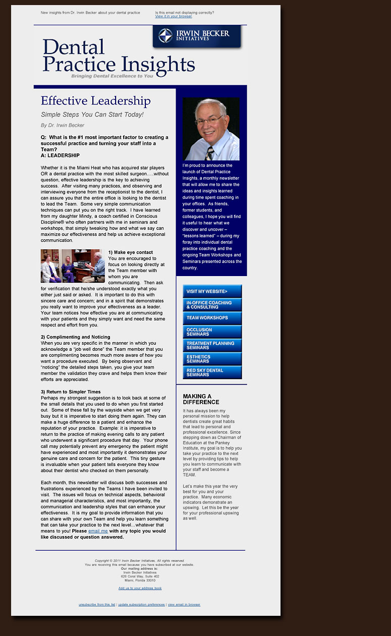 Dental Practice Insights Mailchimp Newsletter